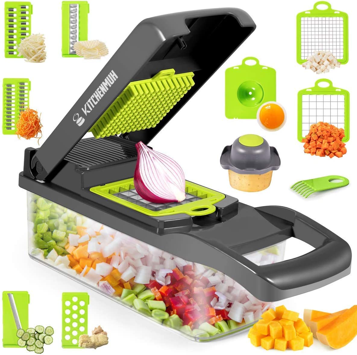 Cortador de verduras 12 en 1 multifuncional con contenedor cortador de  mandolina ajustable cortador de cocina para verduras ensalada de frutas –  Vincere Variedades